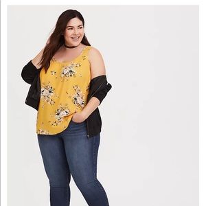 Torrid Yellow Floral Georgette Tank